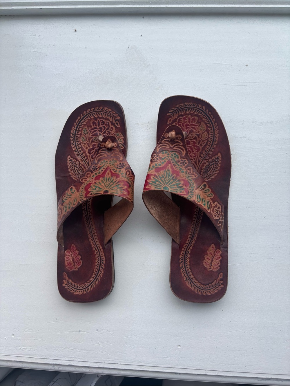 Women’s Brown real Leather Slide Sandals with  Detail